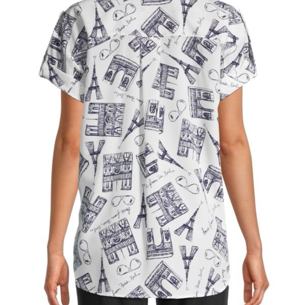 Karl Lagerfield “love from Paris” graphic button up M - Picture 2 of 6